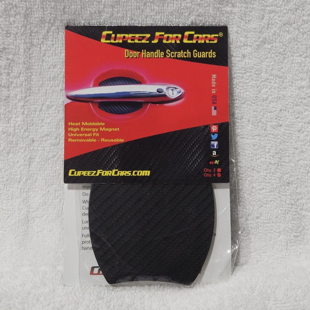 Cupeez For Cars Door Handle Scratch Guards Carbon Fiber Magnetic 4 Pack